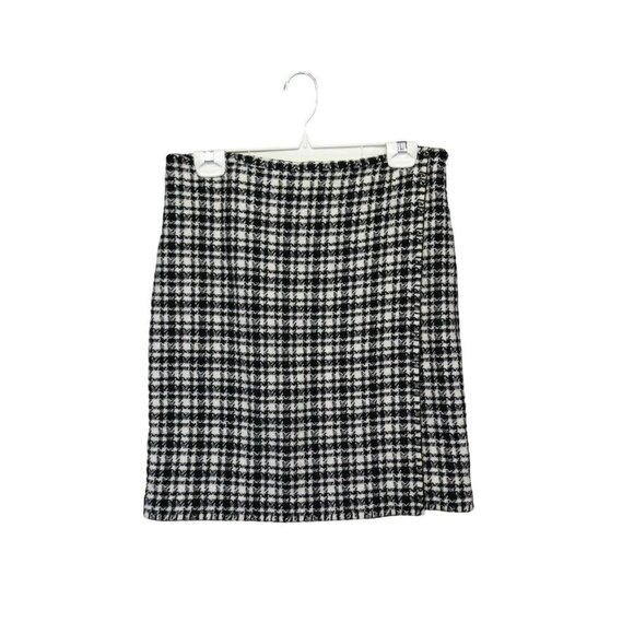 Eddie Bauer Skirt Size 8 Houndstooth Wool Blend Line Black White Pencil lined - Picture 1 of 8